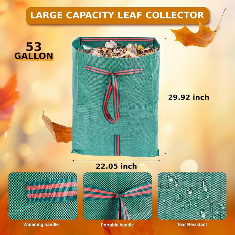 RISETEX 4-Pack leaf collectors,Large Yard Dustpan-Type 53-Gallon Garden Bag for Collecting Leaves，Reuseable Heavy Duty lawn and leaf bags，Garden Waste Container for Clean Up Outdoor Debris Grass Clippings - Image 3